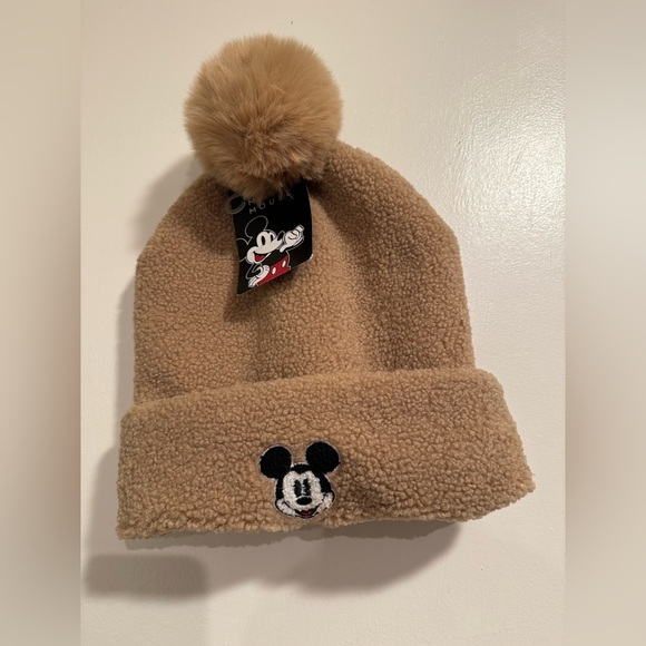 Disney Mickey Mouse Kids Tan Pom-Pom Hat - Picture 3 of 3